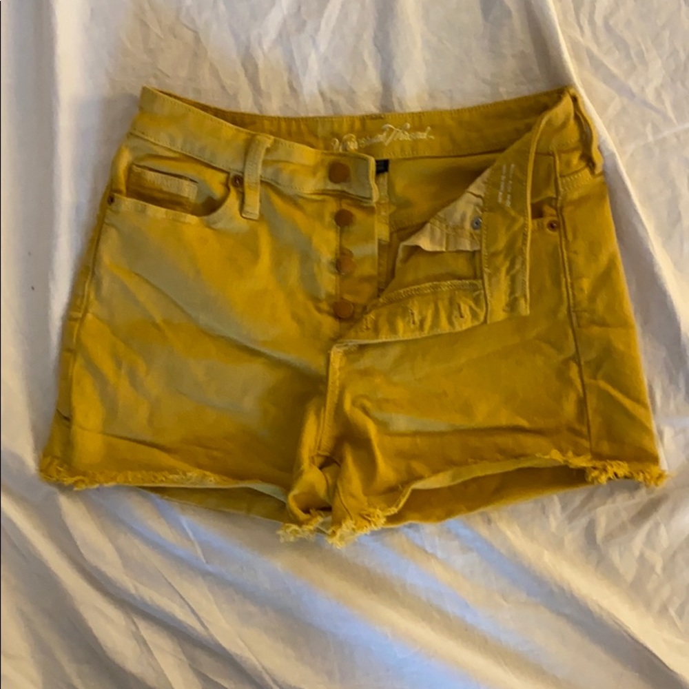 Universal Threads high rise midi yellow shorts